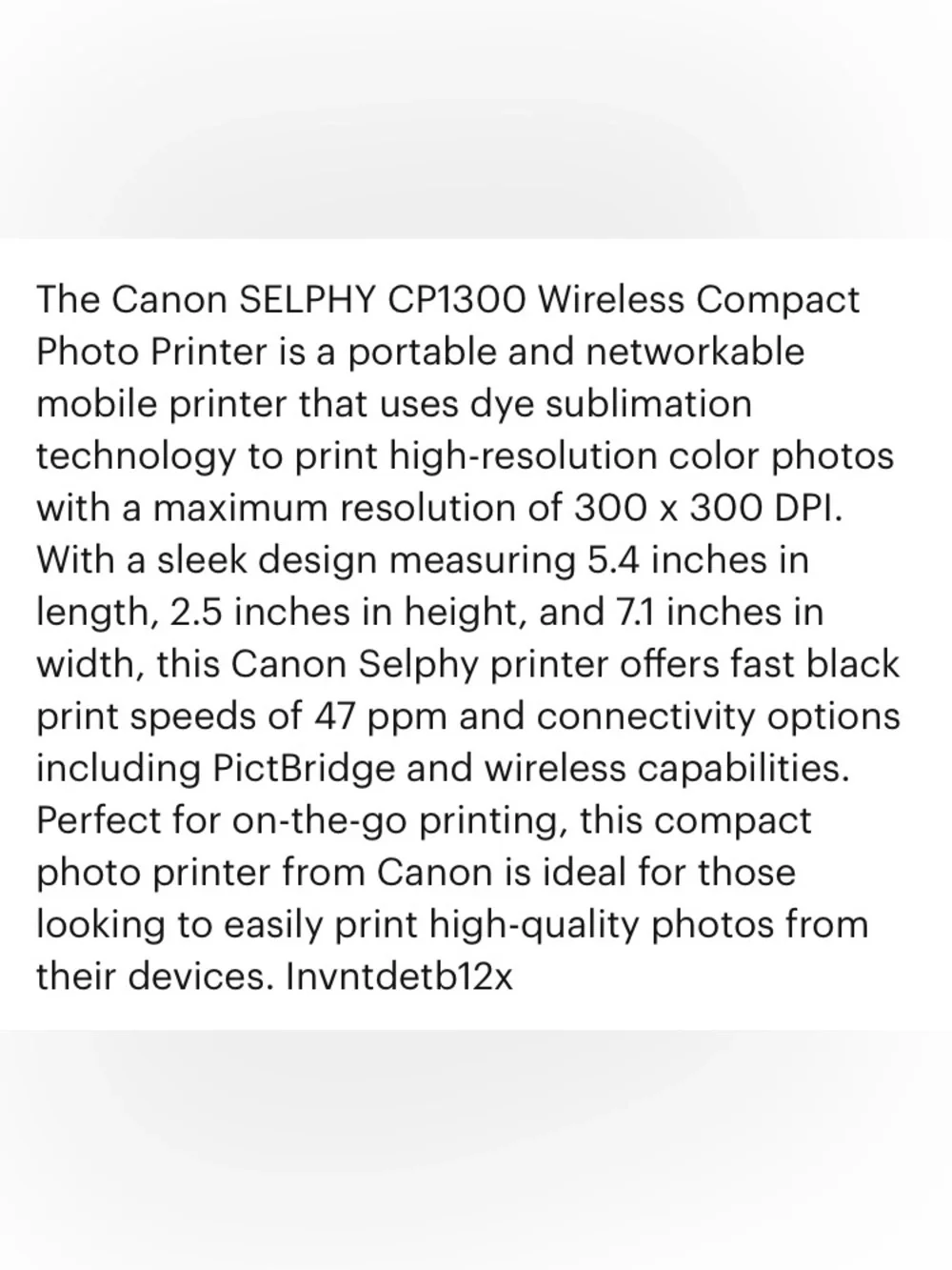 Canon SELPHY CP1300 Compact Photo Printer - White
